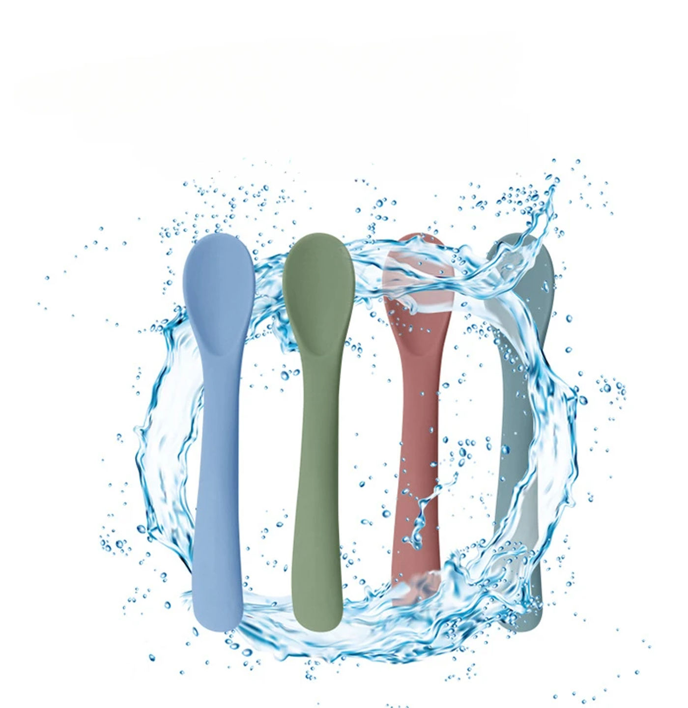 Description Picture 4 of itemFood Grade Silicone Small Curved Spoon Baby Food Spoon Children Tableware Feeding Soft Spoon