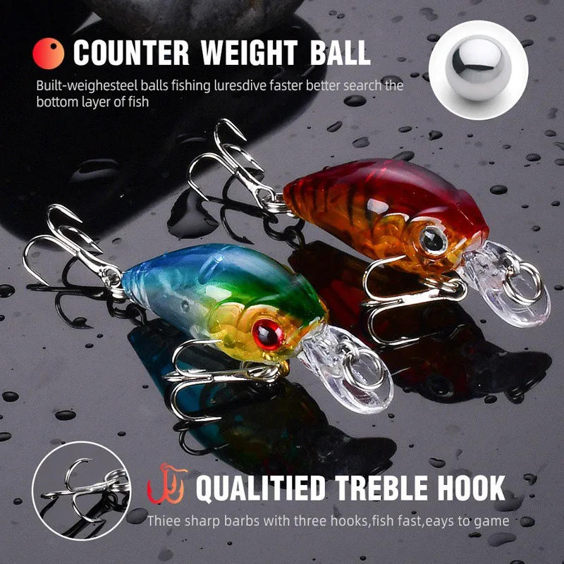 Description Picture 3 of item8pcs Fishing Lure Kit Crank Bait Minnow Floating Artificial Bait Topwater Fishing Bait