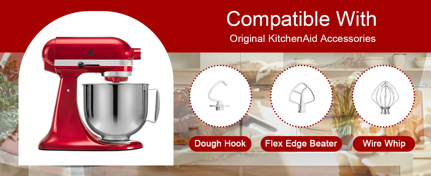 Description Picture 5 of itemStainless Steel Mixer bowl Fit for KitchenAid 6 QT Tilt-Head Mixer,  Mixing Bowl with Handle.