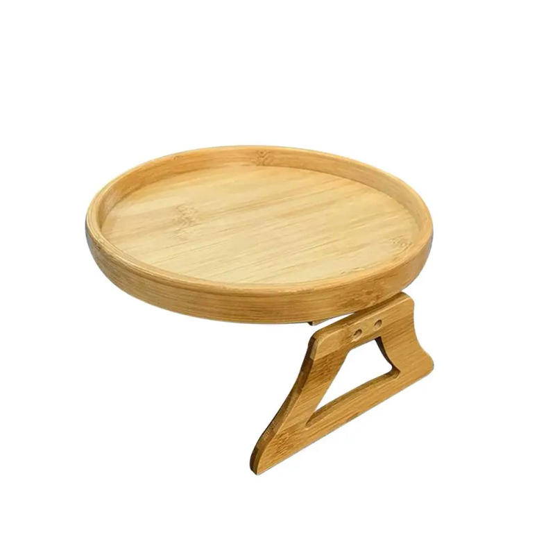 Description Picture 5 of item1pc Sofa Tray Table Sofa Armrest Clip-On Tray Natural Bamboo Sofa Tray Practical TV Snack Tray for Remote Control Coffee Snacks