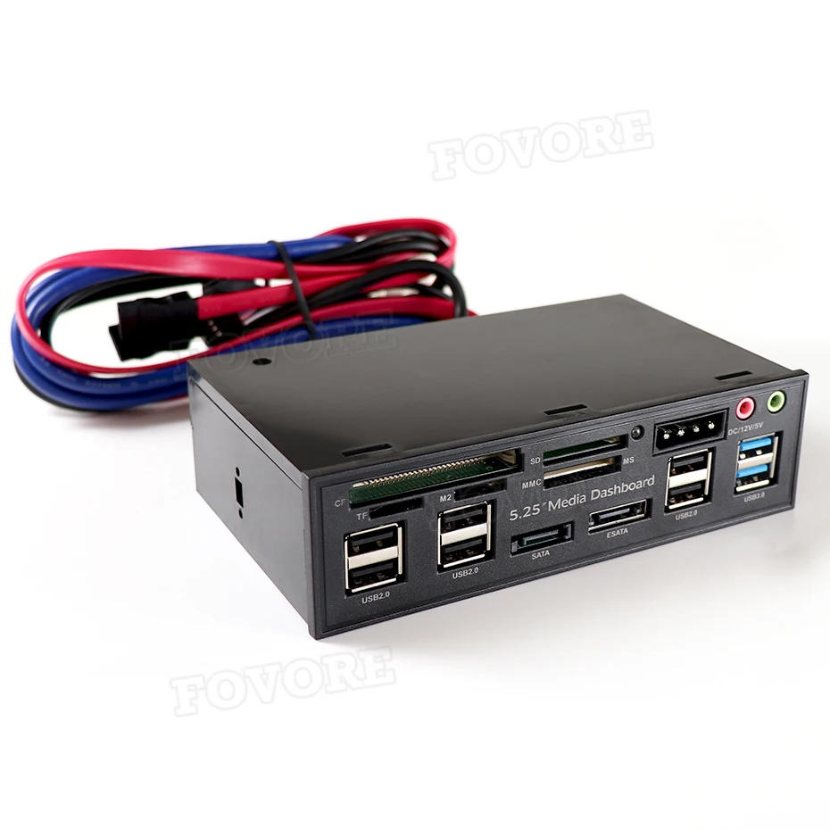 Description Picture 5 of item5.25 inch Media Dashboard Front Panel USB 3.0 / 2.0 HUB eSATA SATA Audio Multi Card Reader for Computer Case Optical Drives Bay