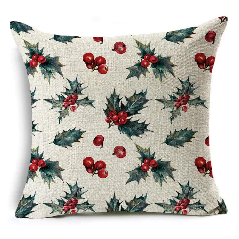 Description Picture 6 of item45*45CM Merry Christmas Cushion Cover Birds Garland Pillowcase Single Sided Print Polyester Sofa Pillow Case For Home Xmas Decor