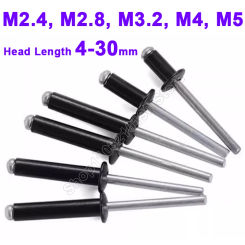 10-20Pcs Black Aluminum Blind Rivets M2.4 M2.8 M3.2 M4 M5 Dome Head Pop Rivets Shank Mandrel Exhaust Rivets For Car L=4-30mm
