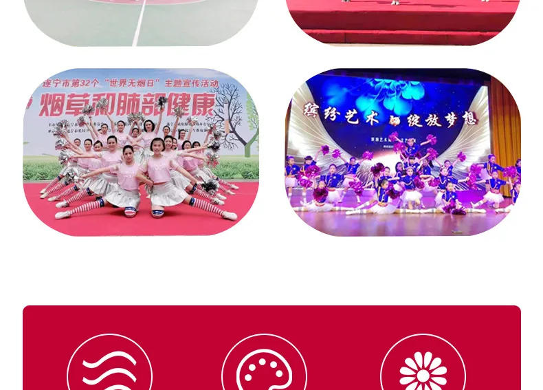 Description Picture 5 of itemCheerleading Pom Poms with Handle Cheer Balls Gold Silver Pink Red Green Blue for Hand Dance Women Girl Kids Pompoms Accessories