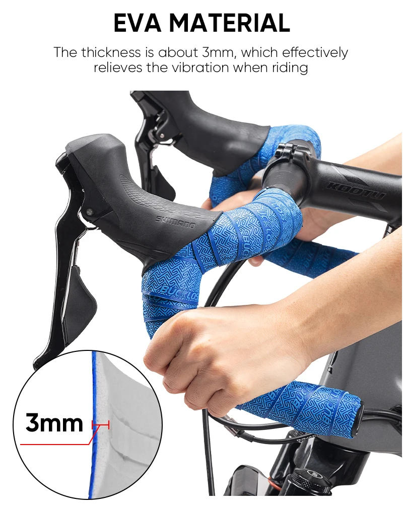 Description Picture 6 of itemBUCKLOS Road Bicycle Handlebar Tape Non-slip PU EVA Bike Handlebar Strap Racing Bike Drop Bar Tape Road Cycling Accessories