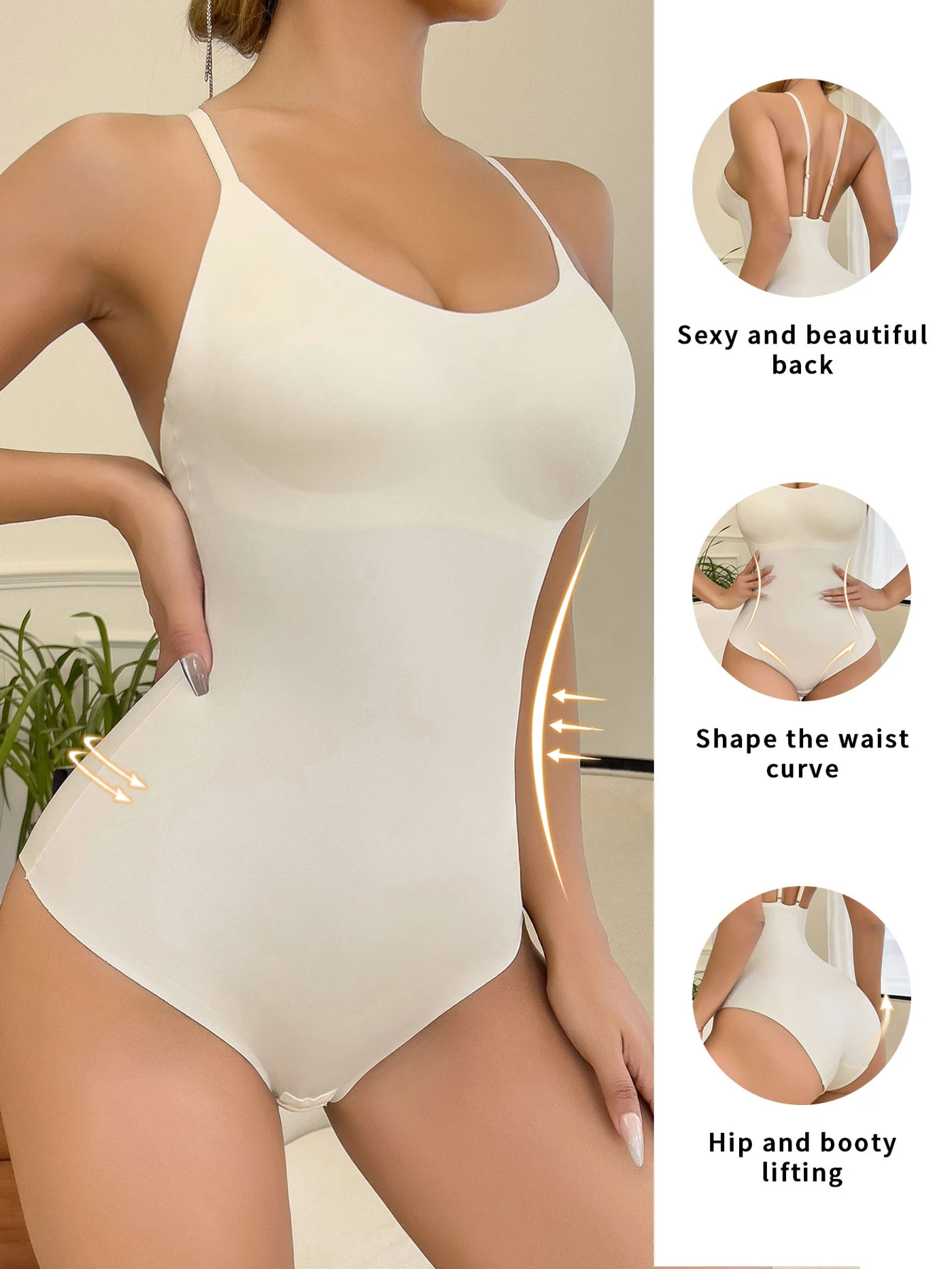 Description Picture 2 of itemWomens seamless knit white Fall/Winter Shapewear Push-up vest Underwear Base Jumpsuit Soft breathable light corset
