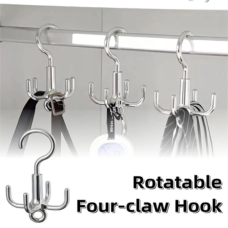 Description Picture 2 of item1/2PCS Four-Claw Hook Multi-Functional Multi-Purpose Movable Hook Rotatable Hanging Bag Hat Scarf Dormitory Storage Punch-Free