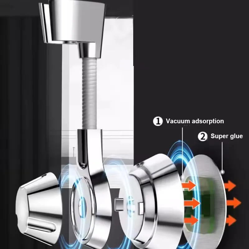 Description Picture 3 of itemShower Holder Suction Cup Holder 360° Adjustable Showerhead Holders Plating Shower Rail Head Holder Bathroom Wall Mount Bracket