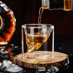25ml Skull Head Shot Glass Fun Creative Designer Crystal Wine Cup Transparent Beer Steins Halloween Gift Coffee Mugs