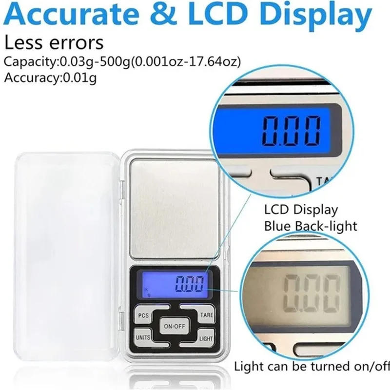 Description Picture 6 of itemElectronic Digital Pocket Scale 0.01g Precision Mini Jewelry Weighing Scale Backlight Scales for Kitchen 100/200/300/500g