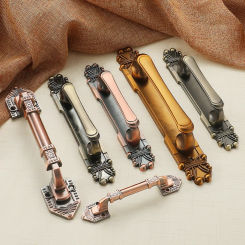 1pcs European Antique Exposed Aluminum Alloy Door Handle Push-Pull Door Handle Furniture Cabinets Drawers Hardware Accessories