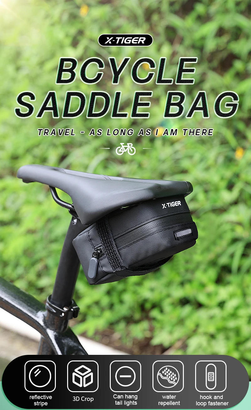 Description Picture 2 of itemX-TIGER Mini Bicycle Saddle Bag Portable Waterproof Reflective MTB Road Bicycle Storage Bag Tail Light Bag Bike Accessories