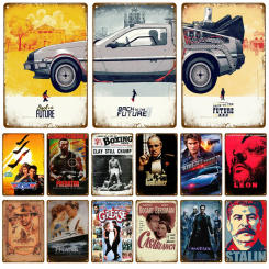 Retro Tin Sign Aesthetic Living Room Cinema Metal Sign Industrial Deco Vintage Films Poster Vintage Metal Wall Decor Decoration