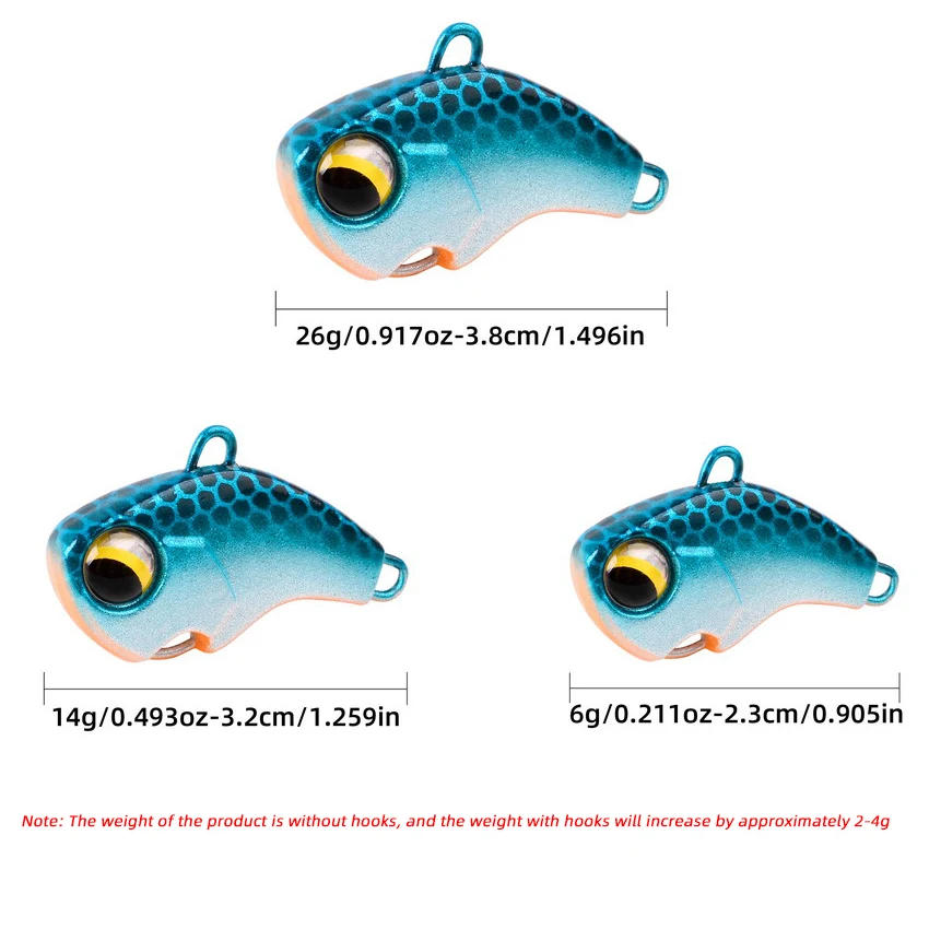 Description Picture 3 of itemFishing Lures Wobble Rotating Metal Vib Vibration Tail Winter Fishing 6g 14g 26g Artificial Hard Baits Jig Spinner Spoon Pesca