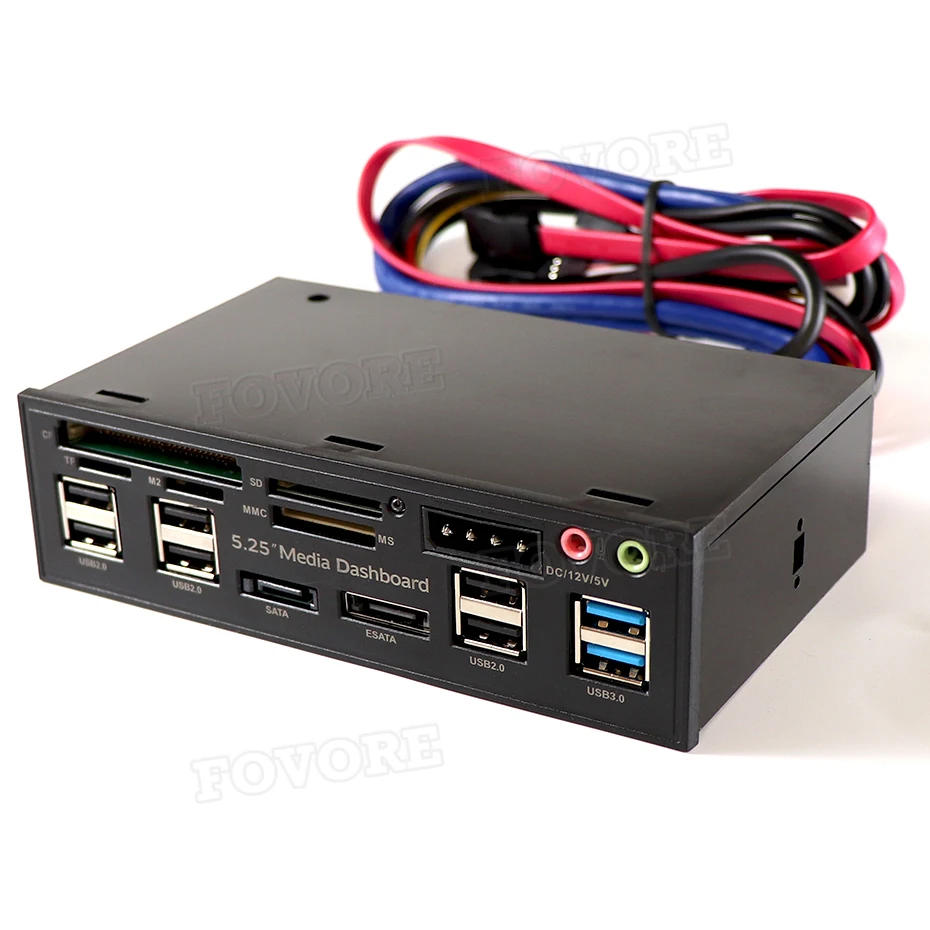 Description Picture 6 of item5.25 inch Media Dashboard Front Panel USB 3.0 / 2.0 HUB eSATA SATA Audio Multi Card Reader for Computer Case Optical Drives Bay