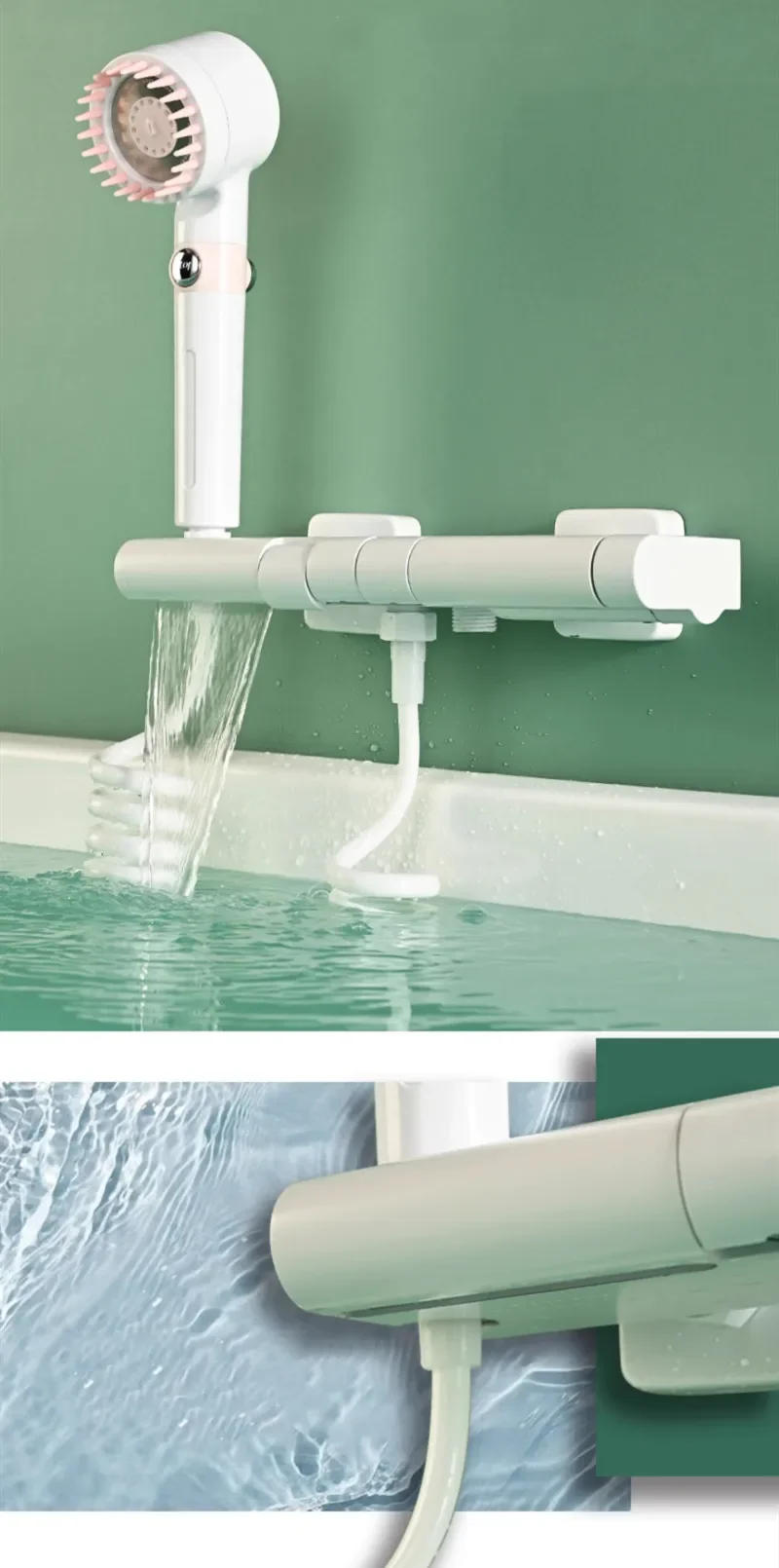 Description Picture 4 of itemBath and Shower Faucet Set Wall Mounted Thermostatic White Brass with muti function Head Set