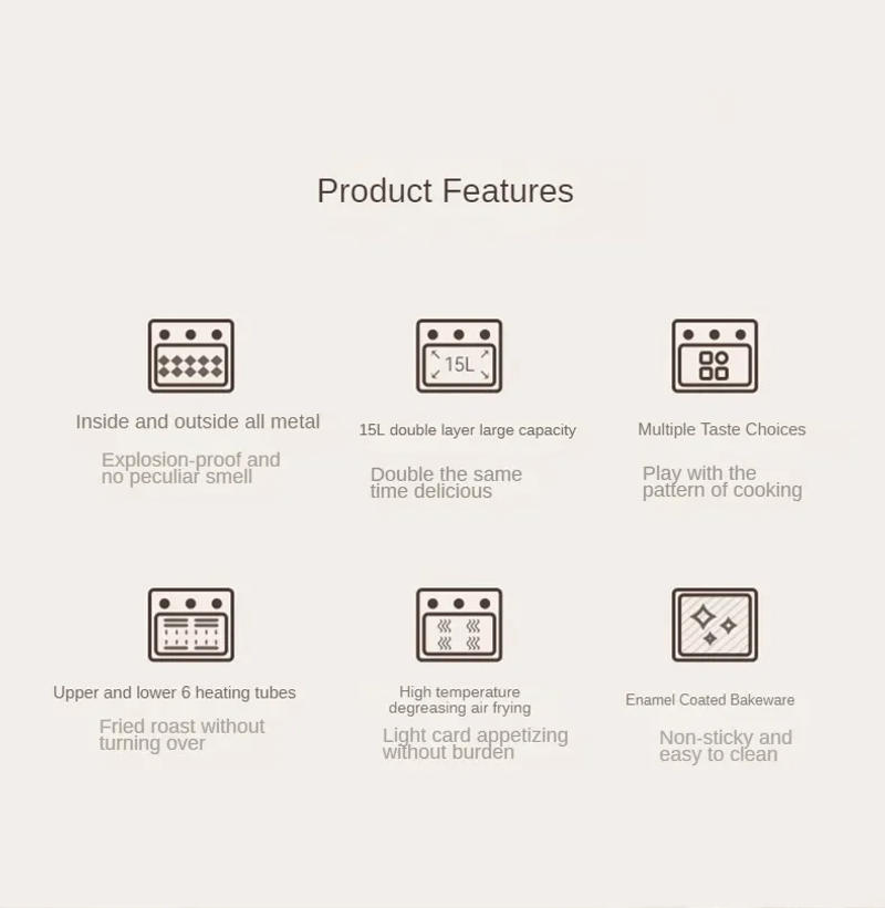 Description Picture 3 of itemElectric Oven Baking Dedicated Steam Baking Oven Air Fryer All-in-One Large Capacity Microwave Oven Freidora De Aire Sin Aceite