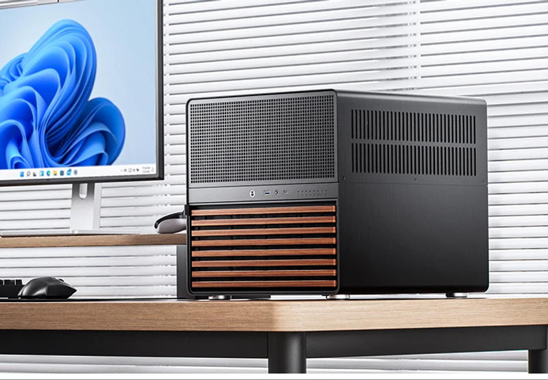 Description Picture 2 of itemJONSBO N5 NAS Case supports ITX/M-ATX/ATX/E-ATX motherboards ATX PSU Use North American walnut solid wood supports Water cooling