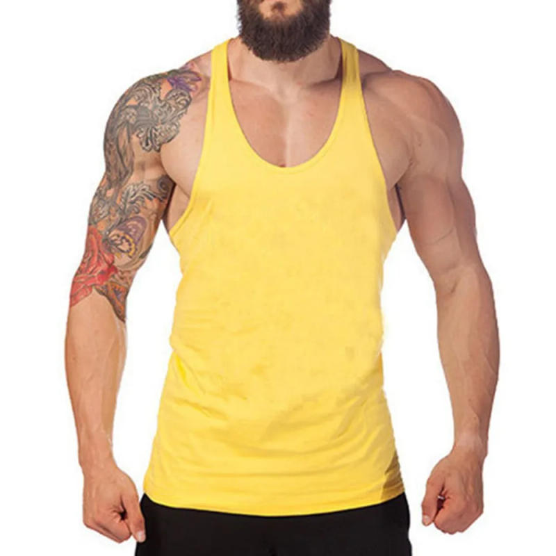 Description Picture 5 of itemSolid Tops Vest T-shirt Tank Top Tee Workout A-Shirt Muscle Sleeveless Vest Army Bodybuilding Fitness Mens New