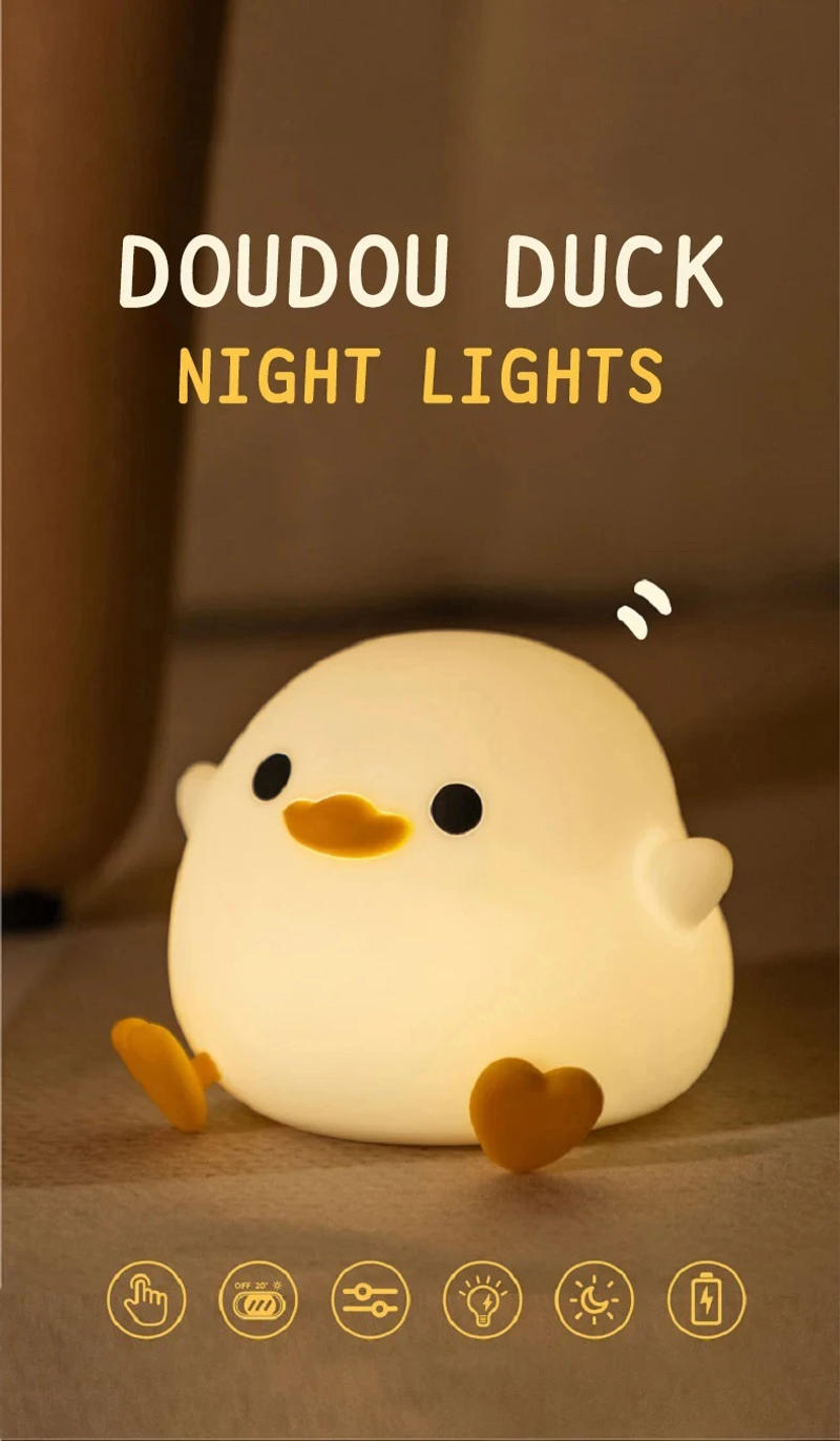 Description Picture 2 of itemXiaomi MIJIA LED Night Light Cute Duck Silicone Lamp For Children Kid Touch Sensor Timing USB Rechargeable Soft Light Eye Care