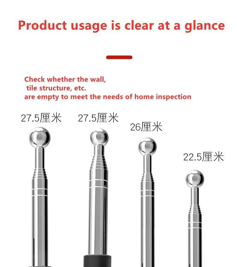 Description Picture 4 of item160cm Thickened Telescopic Rod Detection Hammer Hollowing Drum Hammer Sound Inspection Tool Teaching stick Construction tools