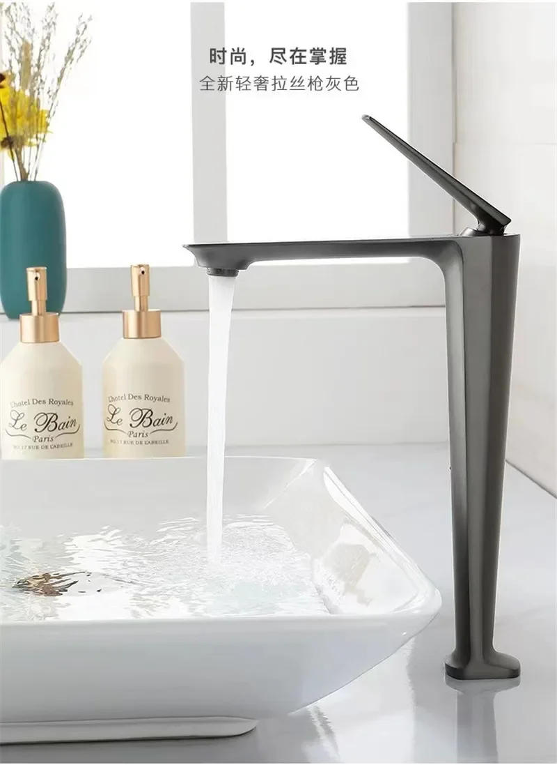 Description Picture 4 of itemRose Gold Basin Brushed Gold Tall Bathroom Faucet Hot and Cold Black Sink Deck Mounted Toilet Mixer Water Tap