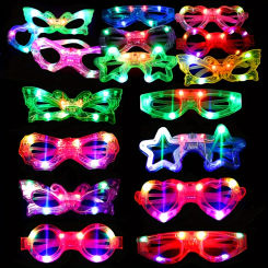 6pcs Led Luminous Glasses Light Up Glasses 6 Shapes of Glasses Flashing Glow in The Dark Party Supplies Favor Birthday Halloween
