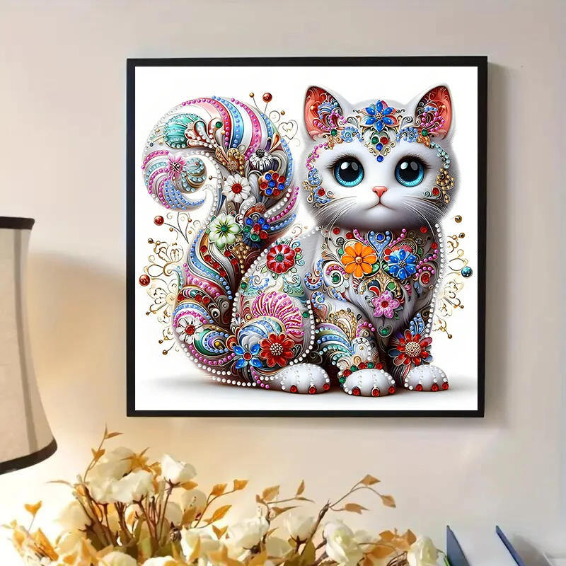 Description Picture 5 of itemjhh025-1 Adult DIY 5D diamond painting, animal cat pattern, partial rhinestone painting, artistic cross stitch