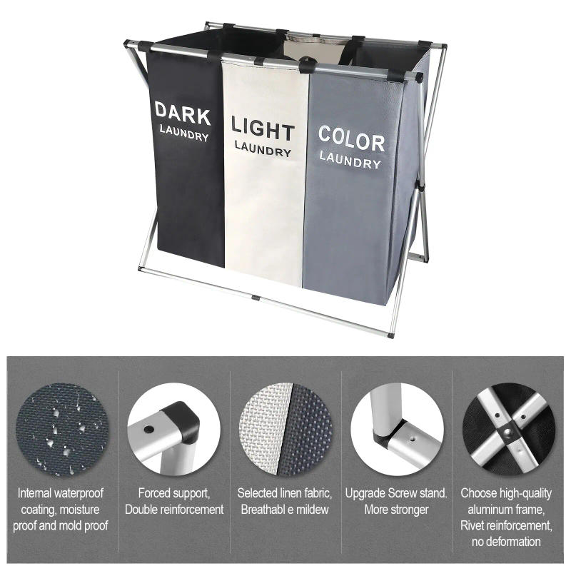 Description Picture 3 of itemFoldable Laundry Basket Three Grid Organizer Waterproof Dirty Clothes Toys Organizers Home Baby Diaper Storage Basket