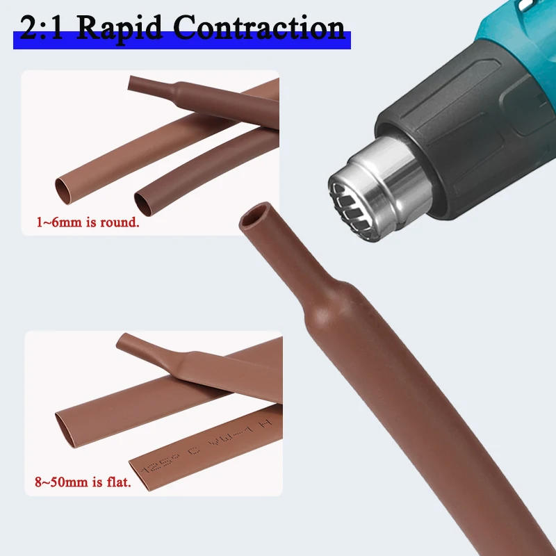 Description Picture 5 of item1~15m Brown 2:1 Heat Shrink Tube Diameter 1mm~50mm Heat-shrink Tubing Wire Repair Protector Cable Connector Insulation Sleeving