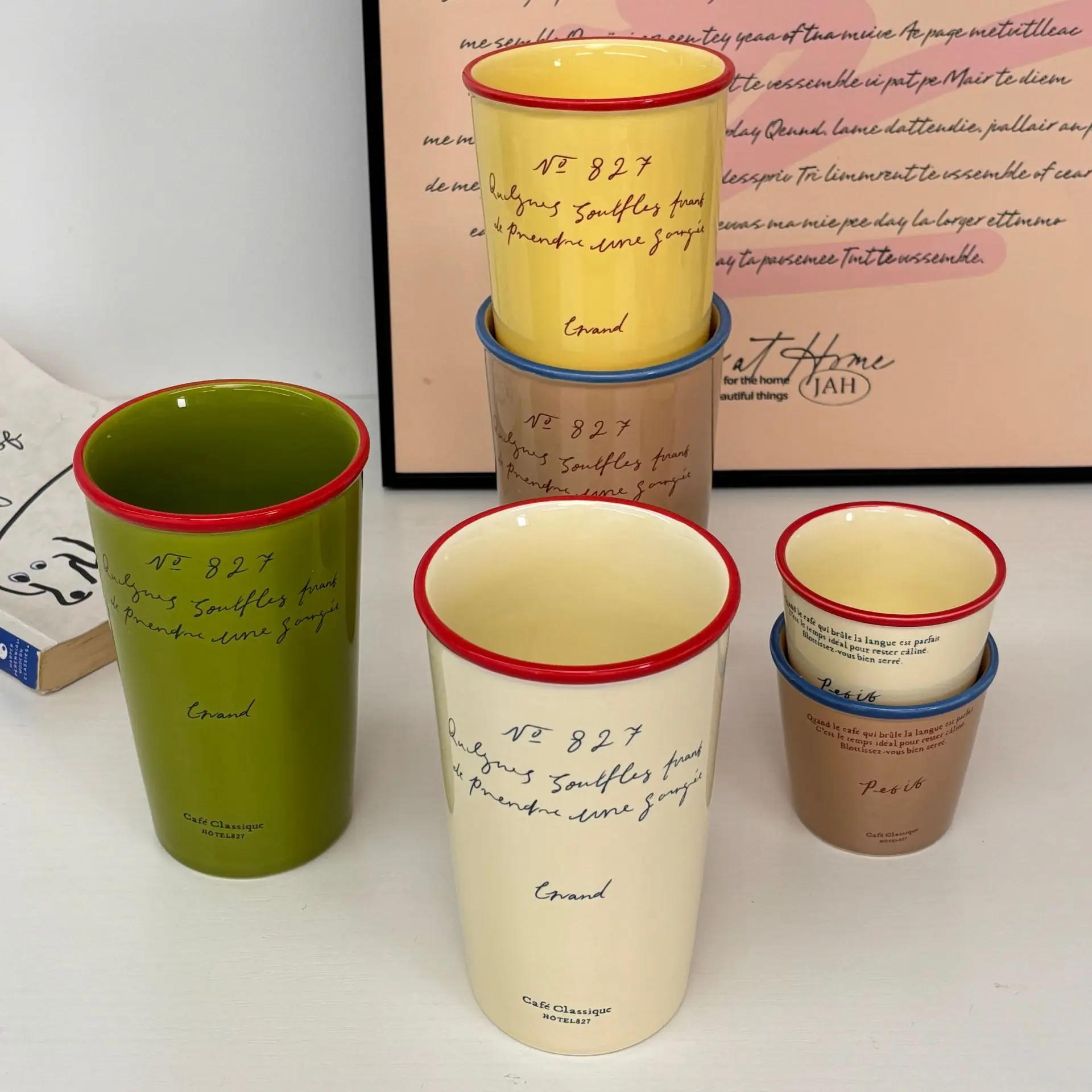 Description Picture 5 of itemVintage Straight Water Cup Creative Japanese Letter Large Capacity Ceramic Coffee Cups Couple Household Mug Drinkware