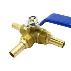 4 6 8 10 12 13 14 16 19 20 25 32mm Hose Barb Tee 3 Ways Full Port T-Port  L-Port Brass Ball Valve Connector For Water Oil Gas
