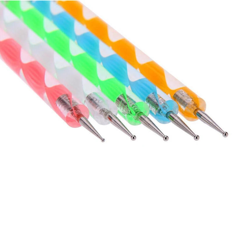 Description Picture 5 of item5Pcs/Set Dotting Pen Nail Art Tip Crystal Beads Handle Dual-ended Metal Ball End Drawing Painting Rhinestones Manicure Tools