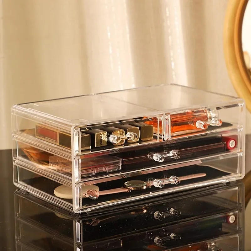 Description Picture 6 of itemTransparent Storage Box Makeup Organizer Cosmetic Display Case Transparent Jewelry Organizer Desktop Drawer Box Holder