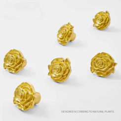 Solid Brass Personality Creative Roses Cabinet Door Handle Golden Modern Light Luxury Nordic Drawer Door Handle
