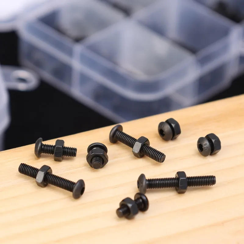 Description Picture 6 of itemRound Hex Cap Screw Set Black Carbon Steel Hexagon Sockets Button Head Drive Screw Nut Furniture Screw Fasteners Assortment Kit