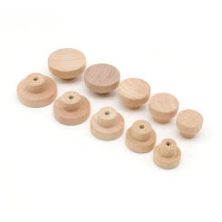 8PCS Wood Knobs Flat Top Round Cabinet Knobs 30,35,40,50mm Unfinished Wooden Dresser Drawer Knobs Kitchen Cabinet Pulls Handles