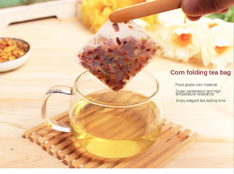 Description Picture 4 of item100pcs Disposable Tea Bags Corn Fiber Folding Empty Bag Spice Sachets Filter Te Tea Accessories for Kitchen Convenience Gadgets