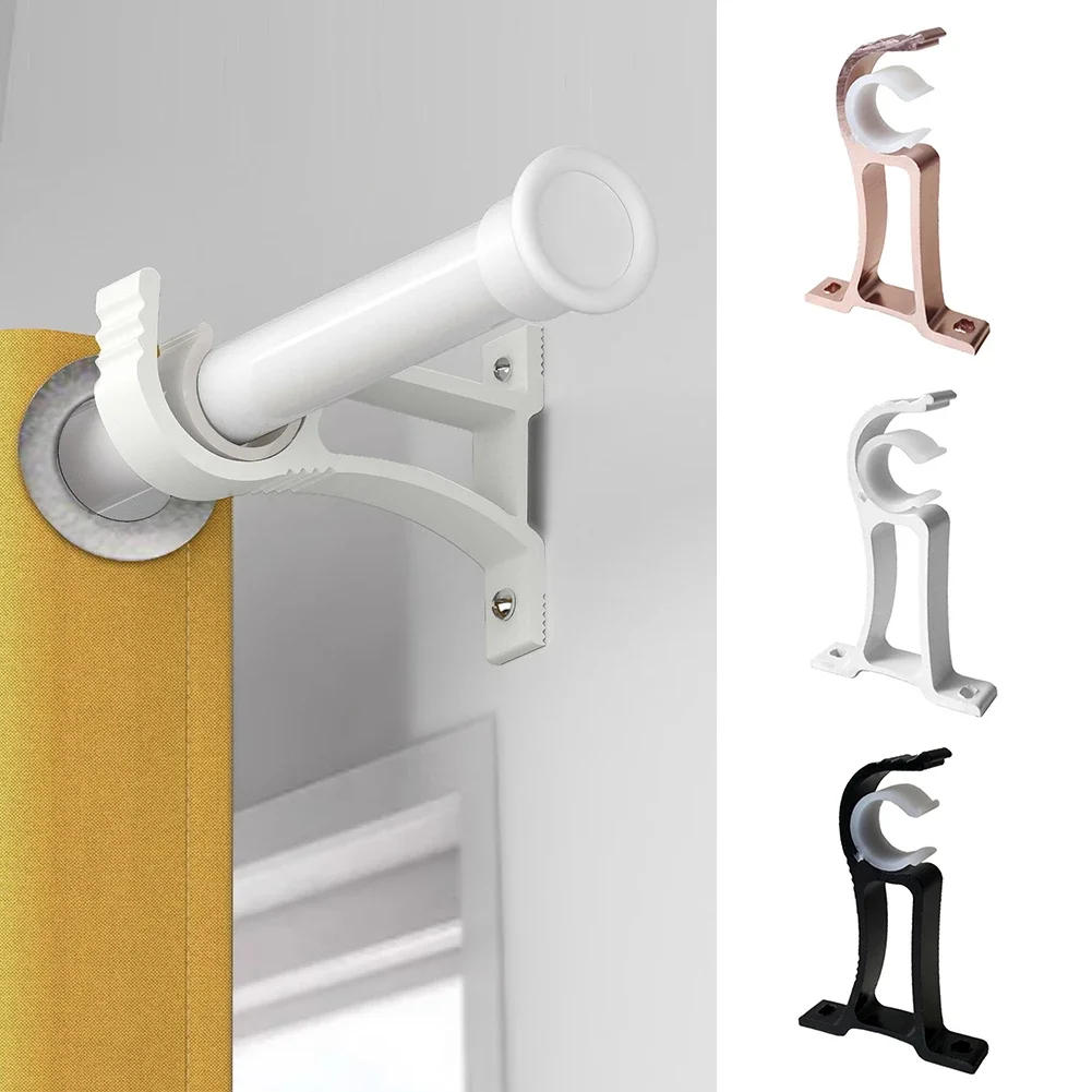 Description Picture 2 of item1pcs Curtain Rods Bracket Hanger Hook Rod Support Clamp Crossbar Fixing Clip Wall Hooks Organizer Rails Rack Home Storage