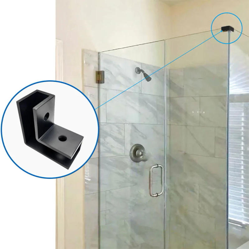 Description Picture 2 of item1pc Brass L-Shaped Shower Door Glass Clamp Square 90 Degree Sleeve Shower Door Glass Clamp Replacement Accessories