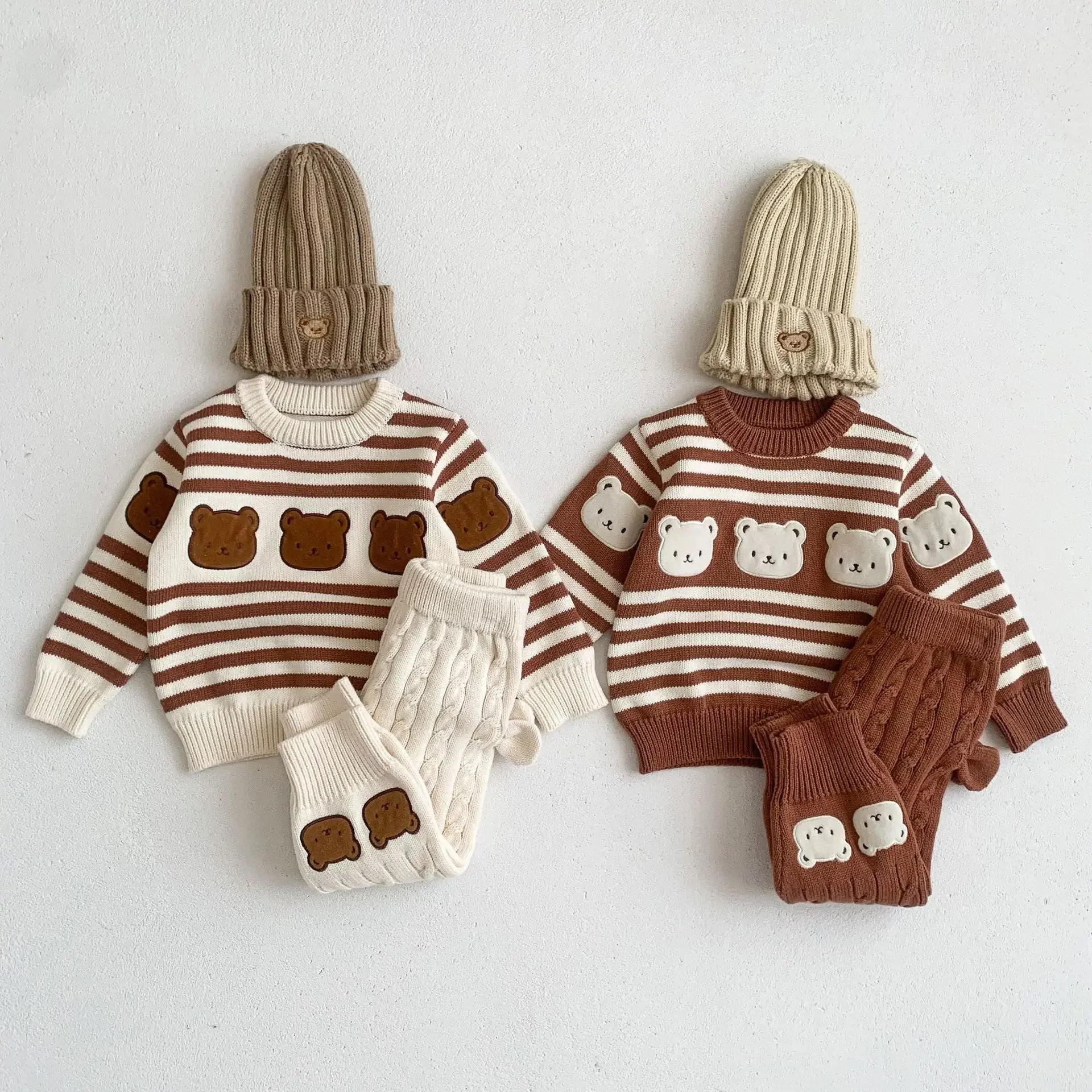 Description Picture 2 of itemWinter Autumn Baby Clothes Set Infant Boy Girl Bear Sweater + Knit Pants Two Piece Suit Kids Knitwear Outfits Toddler Clothes
