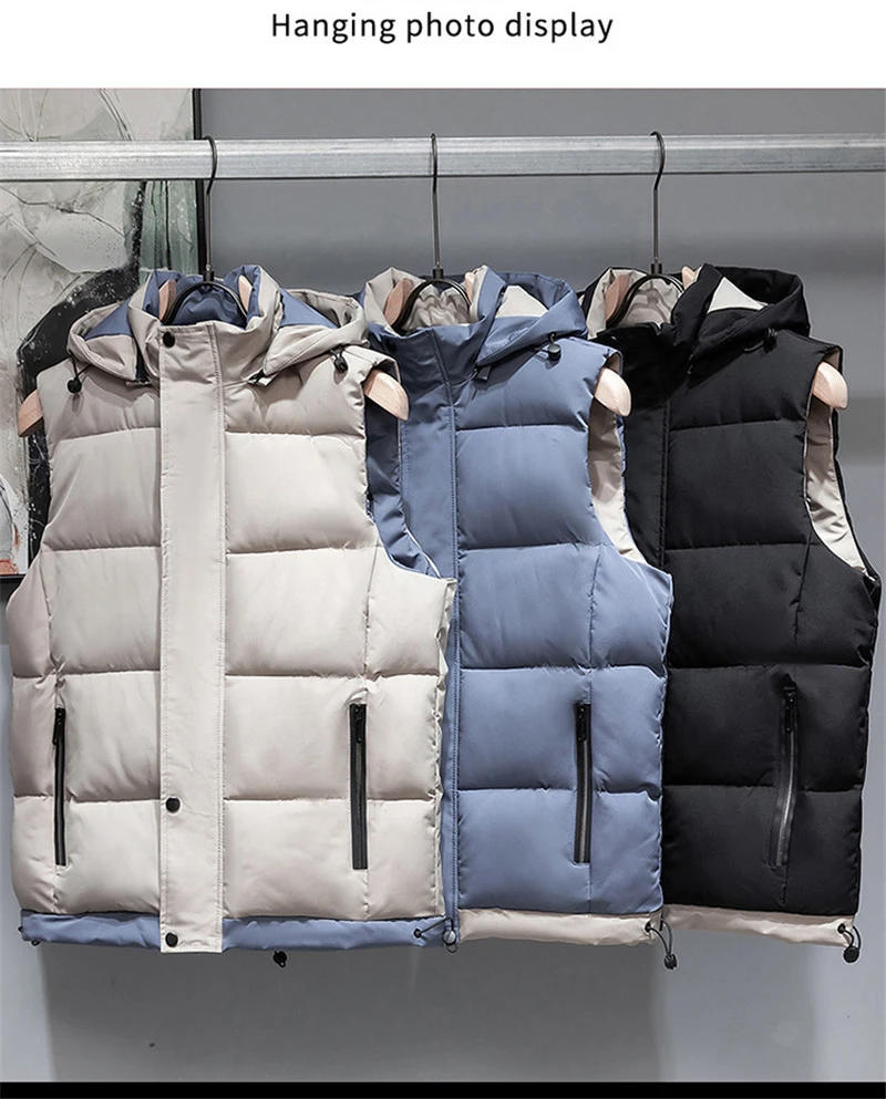 Description Picture 4 of itemFashion Brand Vest for Men 2024 New Autumn Sleeveless Jacket Warm Cotton Thick Coat Male Winter Plus Size Clothing Men Waistcoat