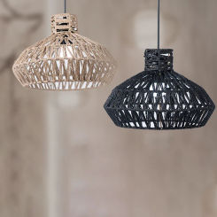 Vintage Hand Weave Lampshade Imitation Paper Straw Hanging Lamp Shade Rattan Antique Home Bedroom Living Room Hotel Light Covers