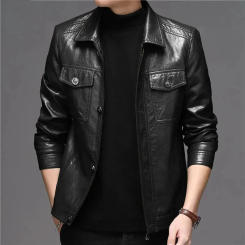 Spring Autumn Winter Genuine Leather Jacket For Men Lapel Slim Fit Korean Youth Handsome Short Soft Sheepskin Jacket Men Coat