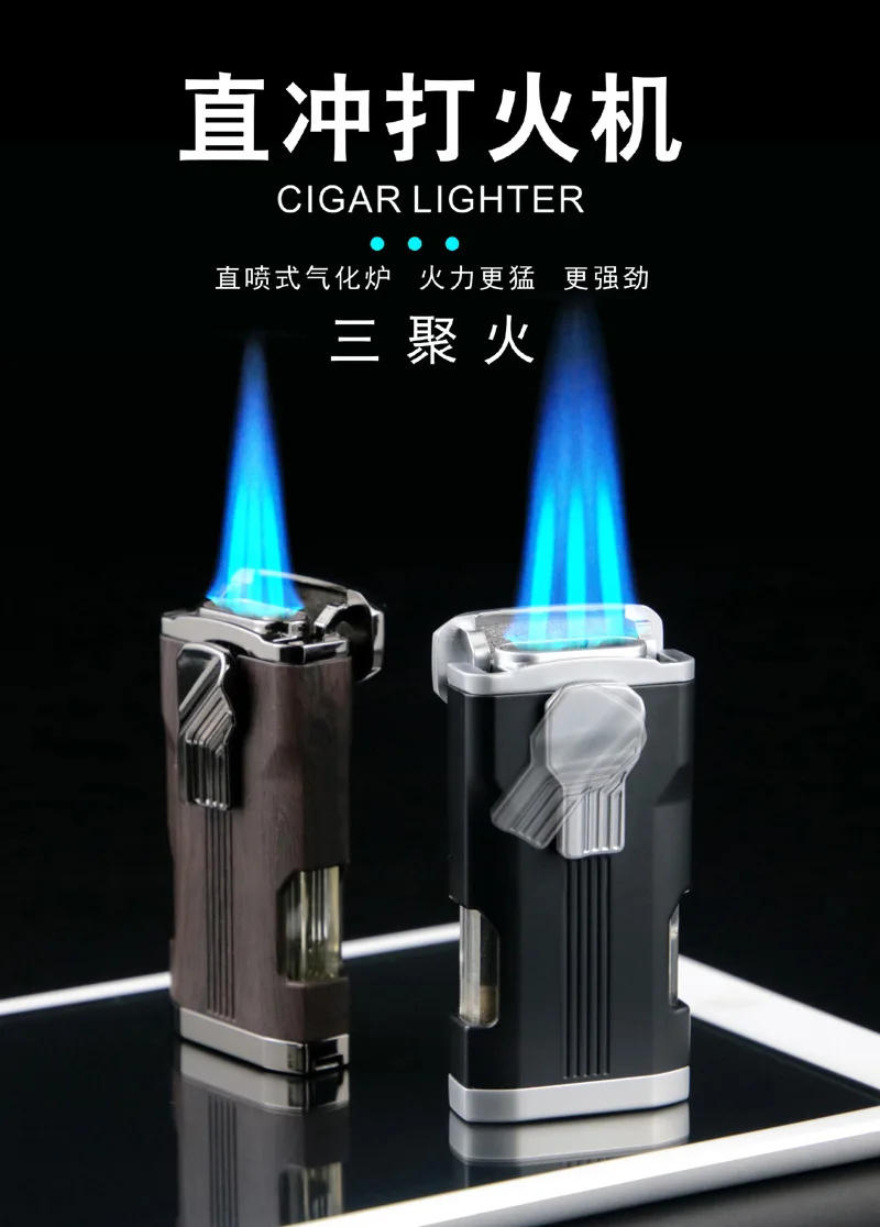 Description Picture 2 of itemUnusual Turbo Torch Cigar Lighter Jet Gas Dedicated Metal Gas Lighters 1300 C Windproof Pipe Smoking Accessories Gadget for Men