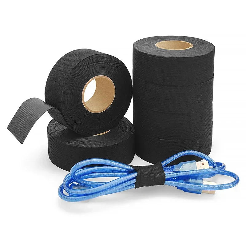 Description Picture 6 of item15M Heat Resistant Harness Tape Electrical Tape Waterproof Insulation Cable Wire Fabric Cloth Noise Resistance Adhesives Tapes