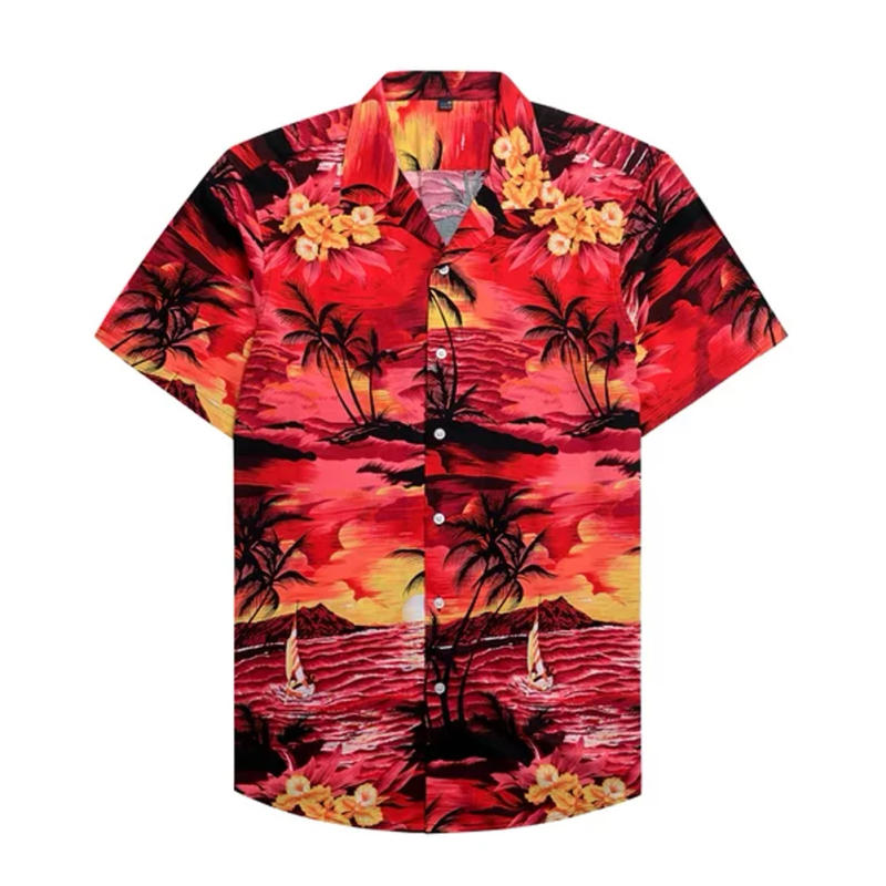 Description Picture 3 of itemMen Button Down Loose Gift Holiday Fashion Polyester Casual Tropical Summer Beach Short Sleeve Lightweight Hawaiian Shirt Party