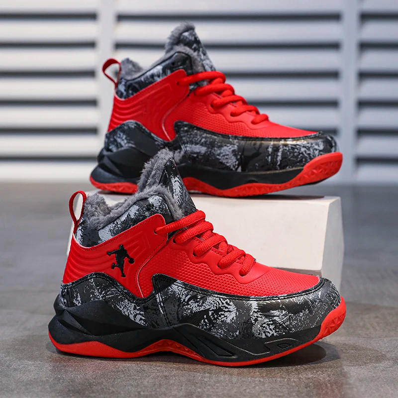 Description Picture 4 of itemKids Sneakers Winter Warm Cotton High-top Comfortable Flat Casual Walking Shoes Breathable Outdoor Sports Basketball Shoes Kids