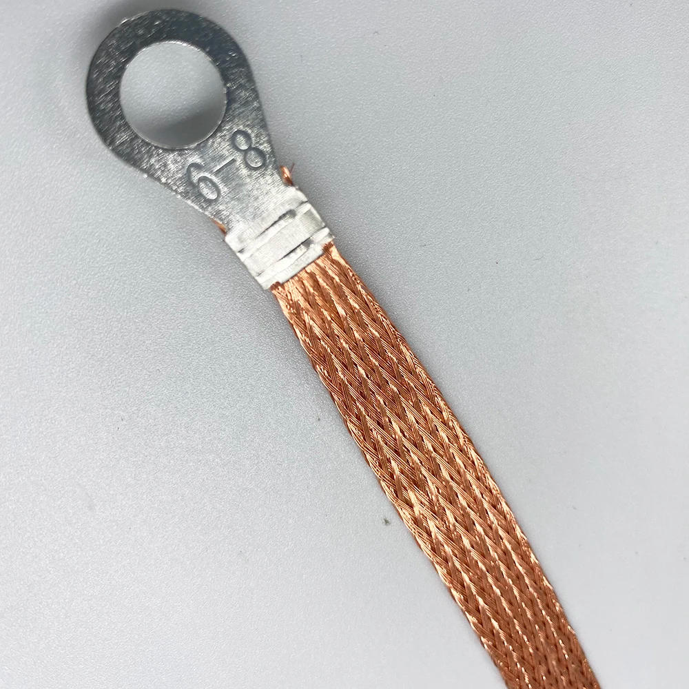 Description Picture 6 of itemPure-copper Bridge Grounding Wire Copper Braided Cable Jumper Connection Wire 6 square  All Copper Flange Jumper Wire