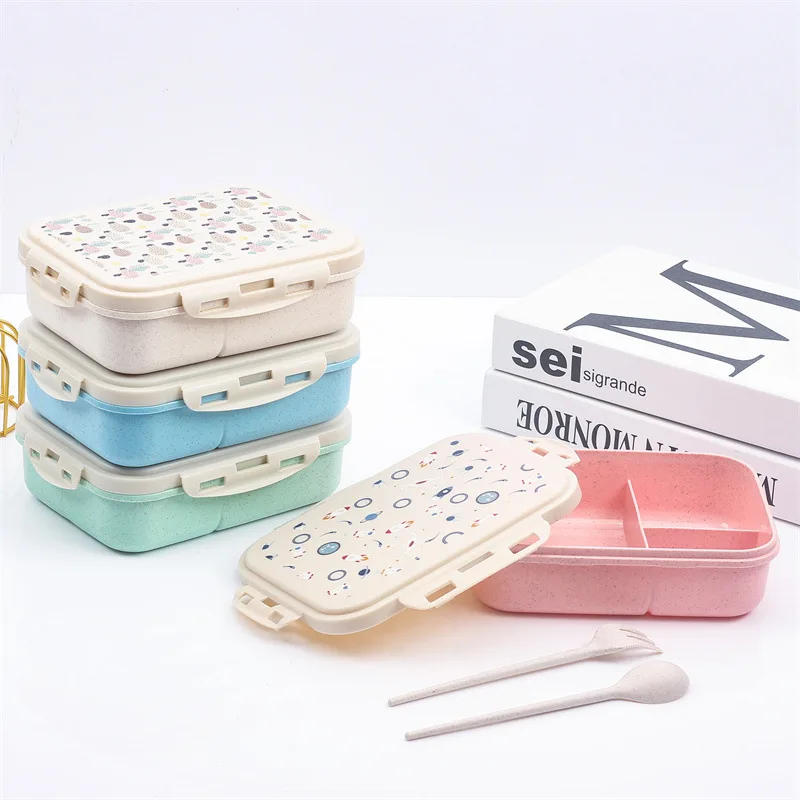 Description Picture 3 of itemDIY Customized Lunch Box for Kids School Children Name LOGO Cartoon Pattern Cute Picture Photo with Spoon Fork Eco Material Gift